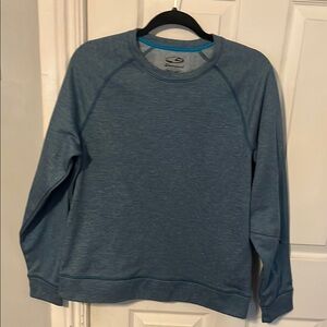 Champion Heather Blue Crewneck Sweatshirt with Zipper Pocket Sleeve